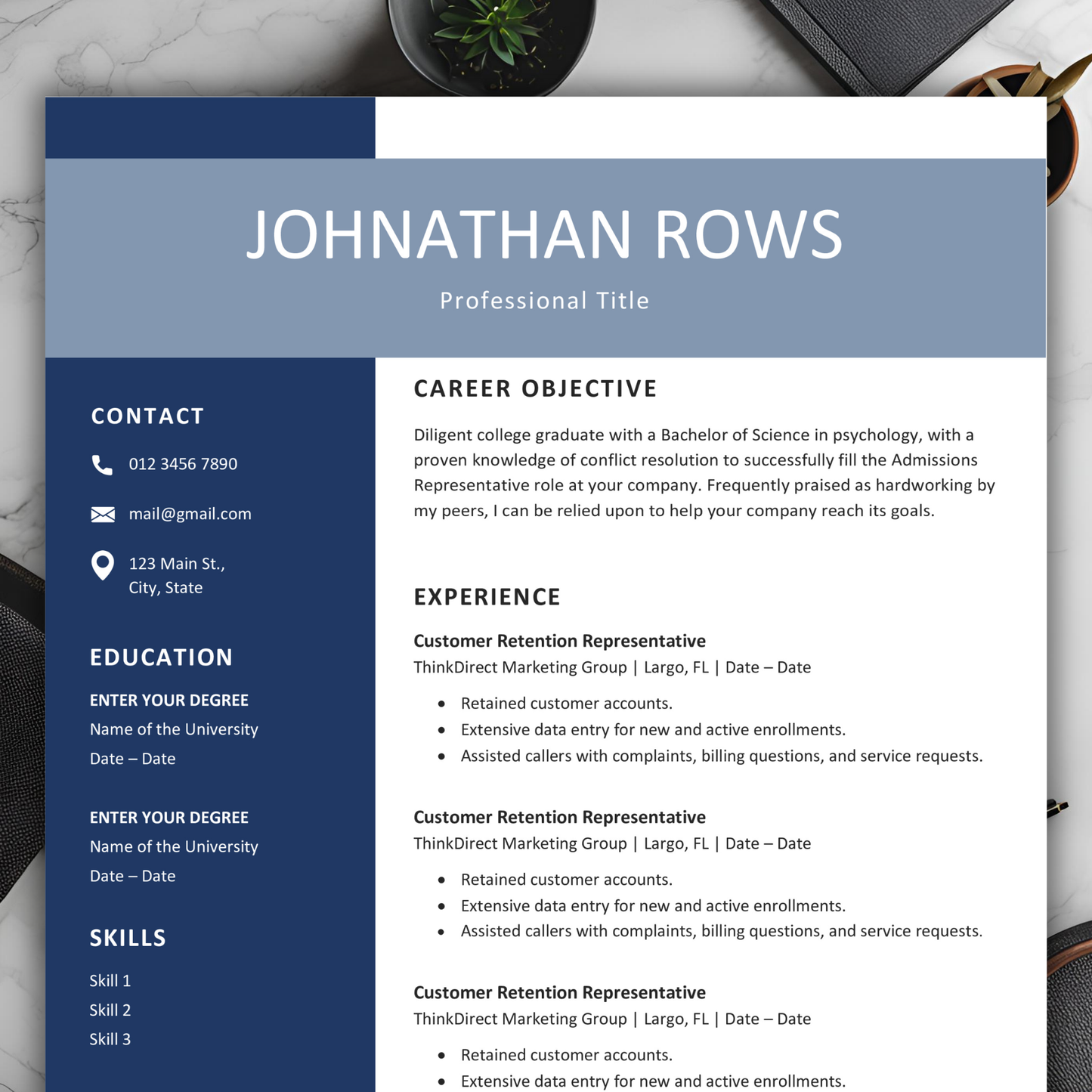 Free Download Resume Template MS Word