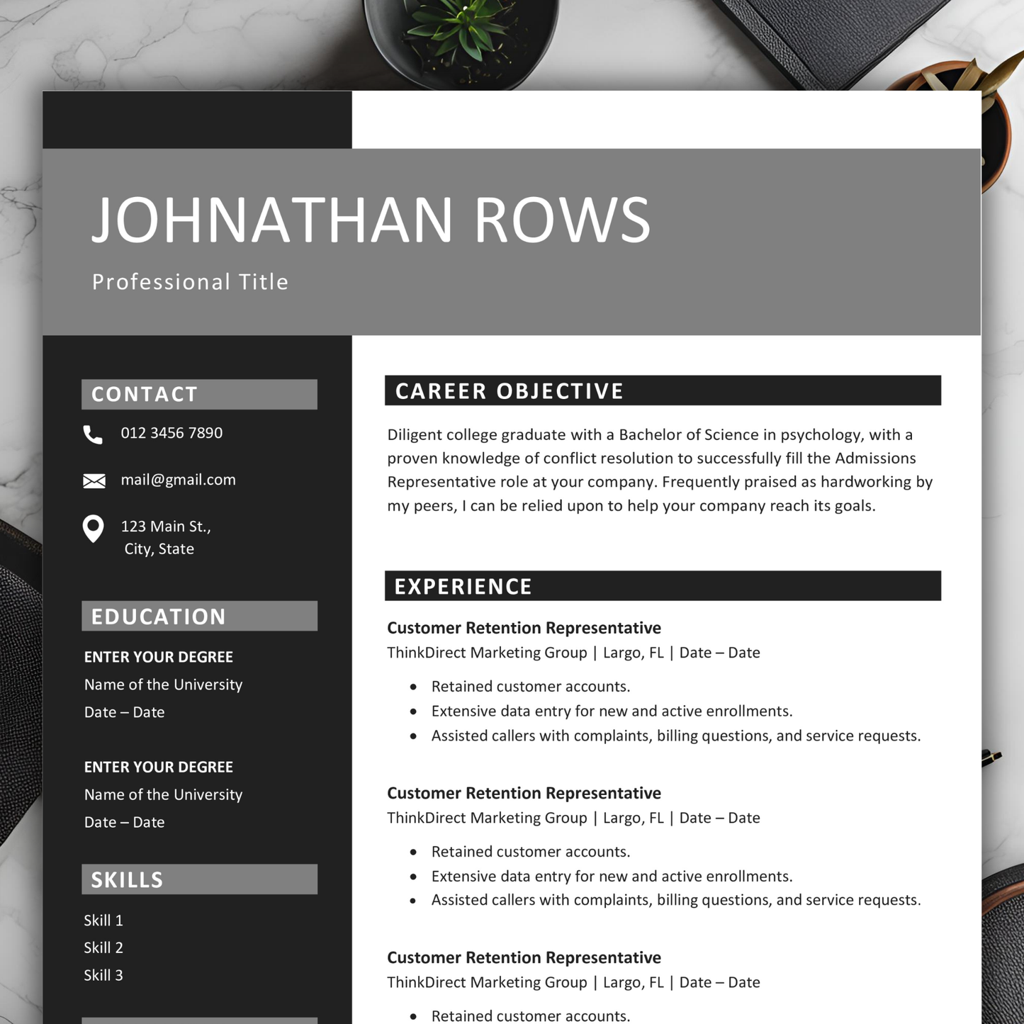 Free Download Resume Template MS Word